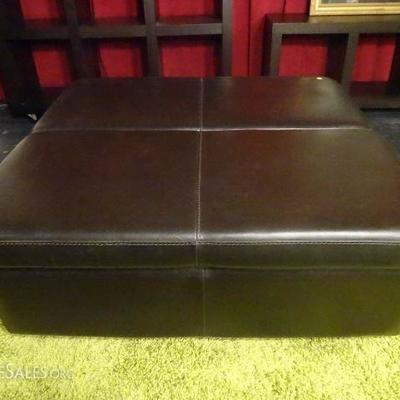 LARGE LEATHER OTTOMAN, OPENS UP WITH FOLD OUT TWIN SIZE BED AND MATTRESS INCLUDED, APPEARS UNUSED!