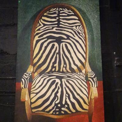 HUGE 5 FT TALL PAINTING OF A ZEBRA STRIPE CHAIR