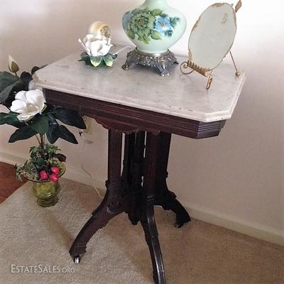 Antique Victorian Marble Top Side Table
