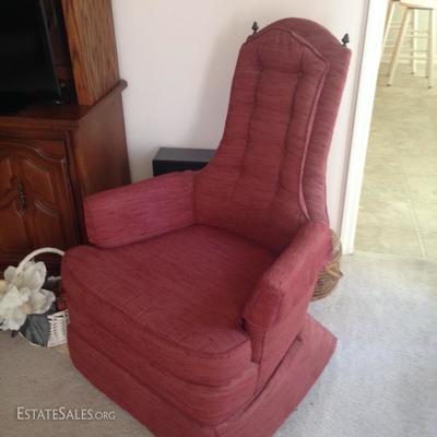 Mid Century High Back Swivel Arm Chair