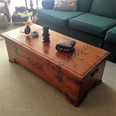 Vintage Pine Cedar Chest with Riveted Copper Embellishments