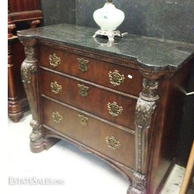 Mahogany Marble Top 3 Drawer Chest