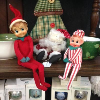 Vintage Elves on a Shelf