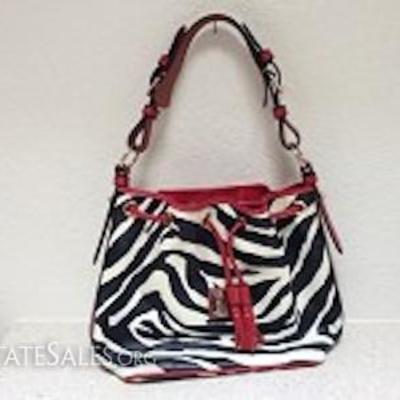 Dooney & Bourke Leather Zebra Print Drawstring Handbag