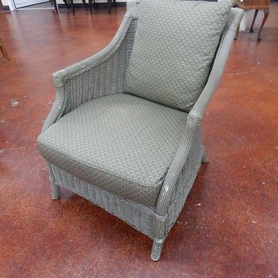 Wicker arnm chair with cushion bottom and back