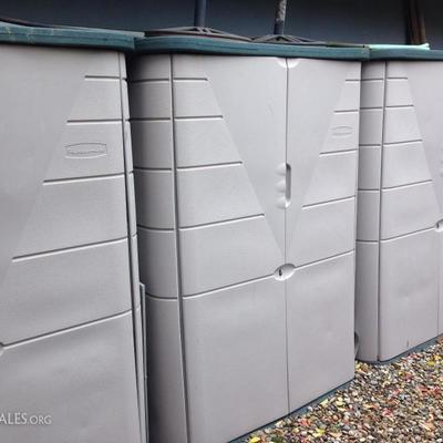 3 Rubbermaid large vertical storage sheds
