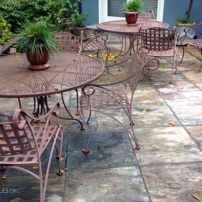 High-end quality Patio Dining Table and 4 Chairs by Meadowcraft. 2 matching sets available.