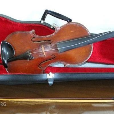 1921 Student Violin with Case and Nicolas Lupot, Made in France Violin Bow with Sterling Mount