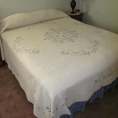 Embroidered Quilted Queen Coverlet