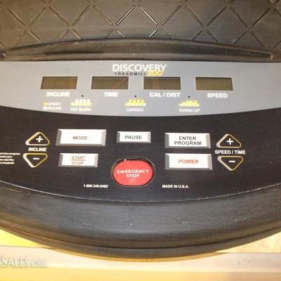 Control Panel Discovery 300 Treadmill folds for easy storage