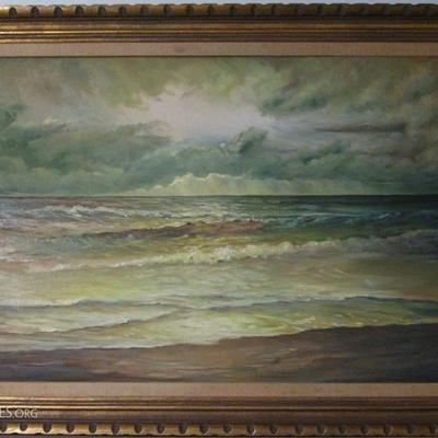 Sea Scape Original Oil on Canvas Signed by Artist E. Sorrell
