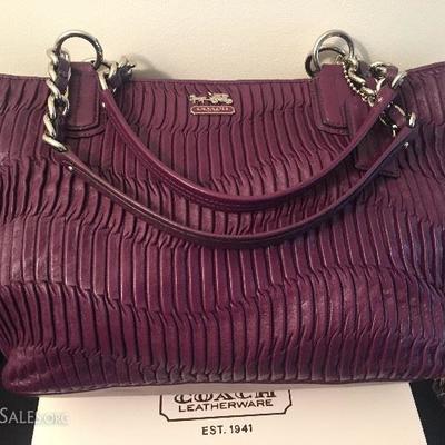 Authentic Coach Purse - Madison Gathered Leather Sophia in Wine. New no tags. 