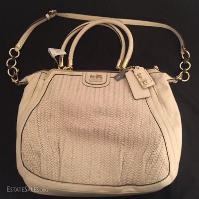 Authentic Coach Madison Woven Purse in Lily Parchment. NWT.