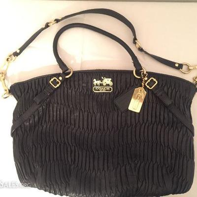 Authentic Coach Purse - Madison Gathered Leather Sophia in Black. NWT.