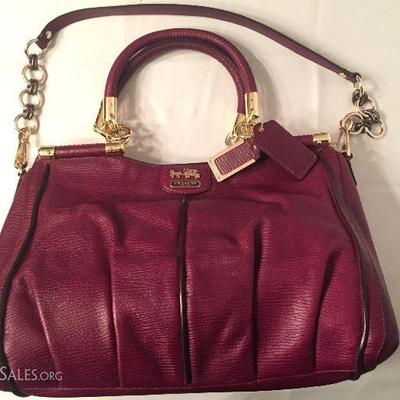 Authentic Coach Madison Leather Purse with Pintucks in Raspberry. New no tags.