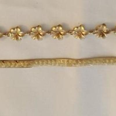 HHH018 Beautiful 14K Italy Gold Bracelet & Plumeria Bracelet
