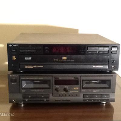 5 Disk CD player and double cassette deck.

 

Sony CCP-C315 4 Disk automatic player. Also a Technics HX PRO RS-T 9023 duel cassette...