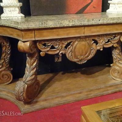 FRENCH EMPIRE STYLE CONSOLE WITH MARBLE TOP