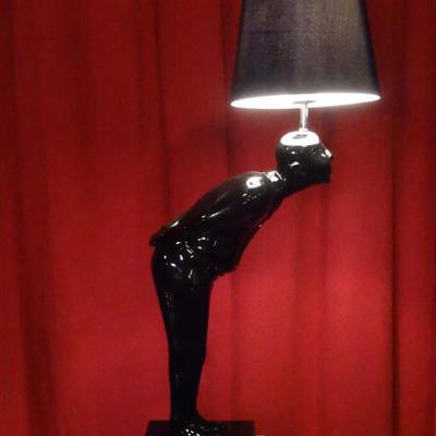 NEW BLACK BOWING MAN LAMP, 33 INCHES TALL