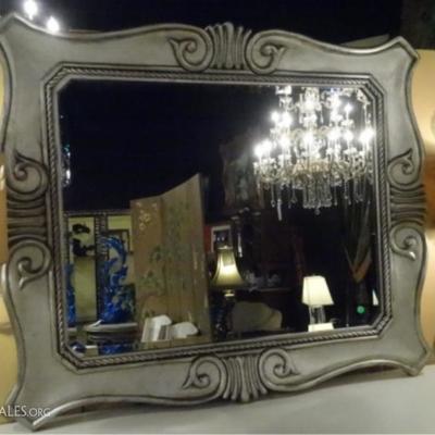 LARGE SILVER FINISH WALL MIRROR