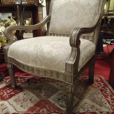 2 PAIRS OF BERNHARDT SILVER FINISH LOUIS XVI STYLE ARMCHAIRS, PAIRS SOLD SEPARATELY
