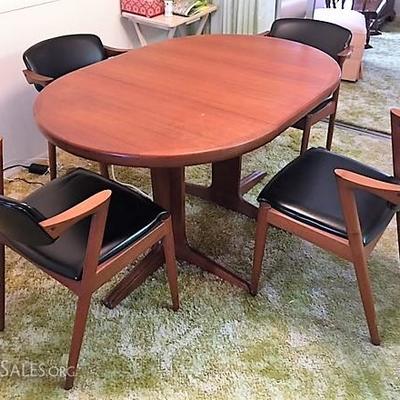 Kai Kristiansen for Schou Andersen table with #42 chairs with pivot backs
