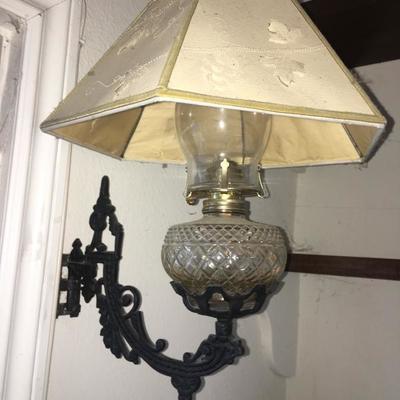 Antique fixture - oil lamp sconce.
