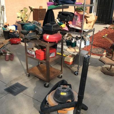 Tools, garage items, construction supplies and materials.