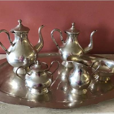 Colombian 900 silver tea set on tray