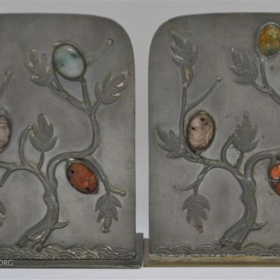 PAIR OF VINTAGE BOOKENDS -TREES