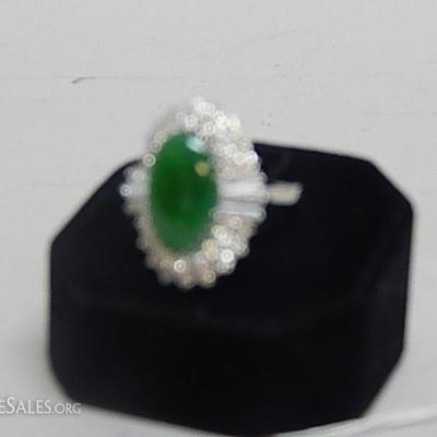 14kt White Gold Jade 3Ct. Diamond Ring
