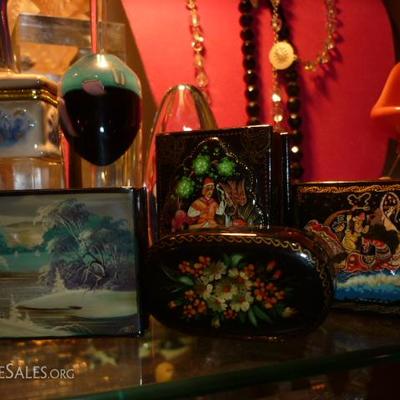 Russian lacquer trinket  boxes
