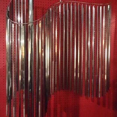 LARGE CURTIS JERE CHROME WAVE WALL SCULPTURE, 48
