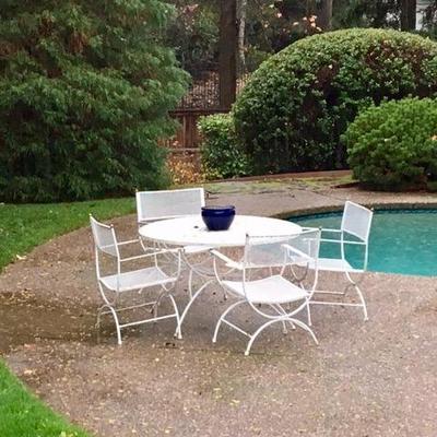 Patio table and chairs and garden decor