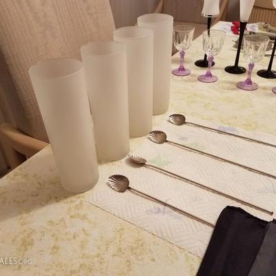 Frosted glasses and sterling silver stirrers