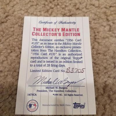 Each card in Mickey Mantle porcelain card collection has a certificate of authenticity