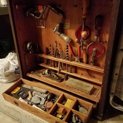 1920s Stanley roll-top tool  box, full of original tools