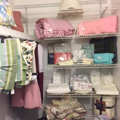 Closet filled with New and Gently Used Linens, Curtains and more