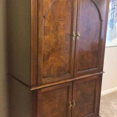 Small Armoire/Entertainment Cabinet with Burlwood Finish
