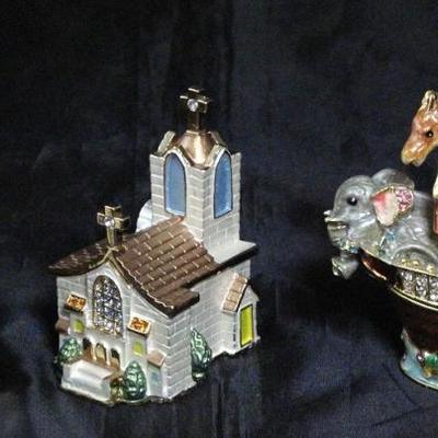 Cherished Treasures Enamel Trinket Box:  Holy Bible, Church and Noah's Ark