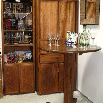 View of Oak Bistro Table & Cabinet