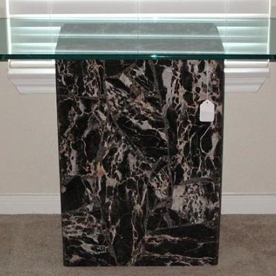 Glass Top Marble Base Console/Sofa Table 
