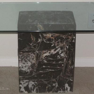 Glass Top Marble Base Occasional Table