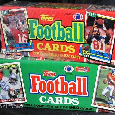 Tops NFL Football Cards 1990 Complete Set of 528 Cards and Topps Football Cards 1991 Complete Set of 660 Cards 
