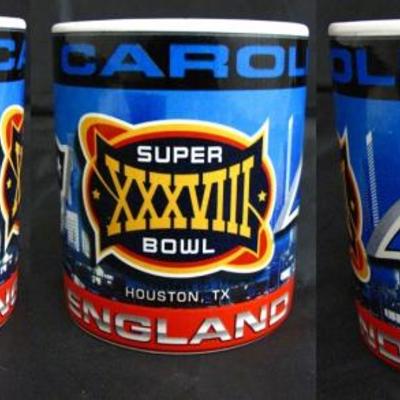 Super Bowl 38: Carolina Panthers & New England Patriots Mug (photo showing 3 sides)