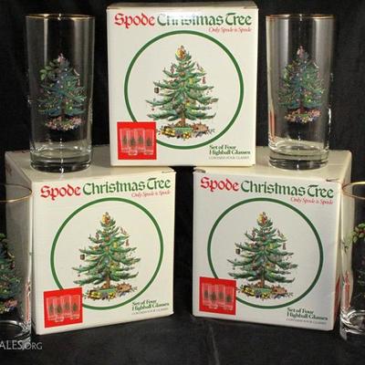 Spode Christmas Tree Highball Glasses: 3 Sets of 4 Each