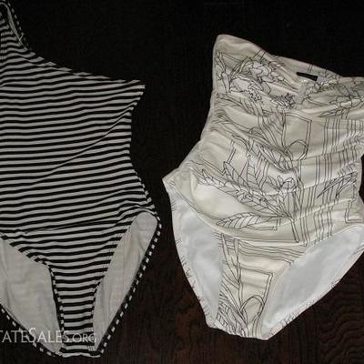 Bathing Suits: Norma Kamari Black & White Stripe and  White with Black Floral Outline by Zimmerman 