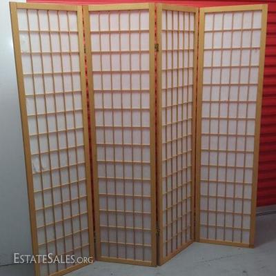 WPM008 Tall Four Panel Wood and Paper Folding Screen
