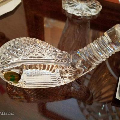 Large footed wavy Waterford Bowl tall Marquis by Waterford crystal vase and golf club head paperweig