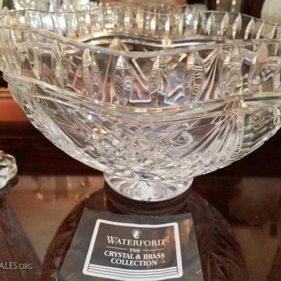 Large footed wavy Waterford Bowl tall Marquis by Waterford crystal vase and golf club head paperweig